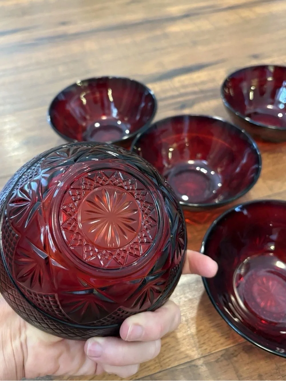 Set of 5 Cristal D'Arques Durand Antique Ruby Red 5.75” Salad Dessert Bowls